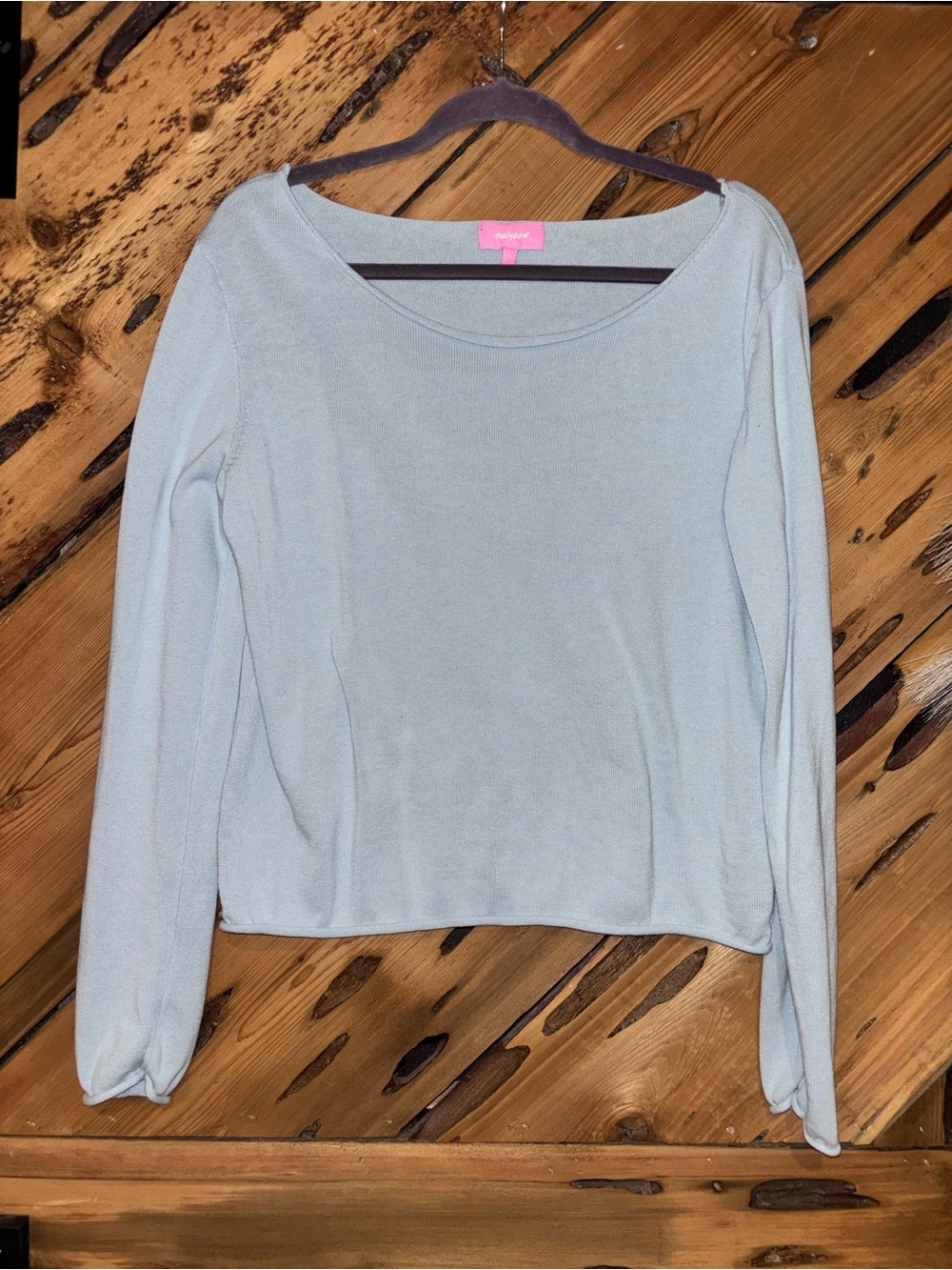 Edikted Light Blue Long Sleeve Scoop Neck Sweater